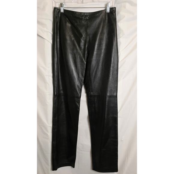 Hugo Buscati Collection Genuine Leather Pants Women's Size 6 Black Rock-n-Roll - Picture 1 of 5